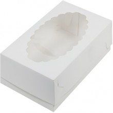 Коробка для эклеров с окном 24х14х5cм белая
